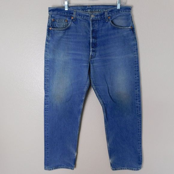 Vintage Levis 501xx 90s Jeans Size 38x30 Cotton Denim Button Fly Casual Pants - Picture 1 of 16